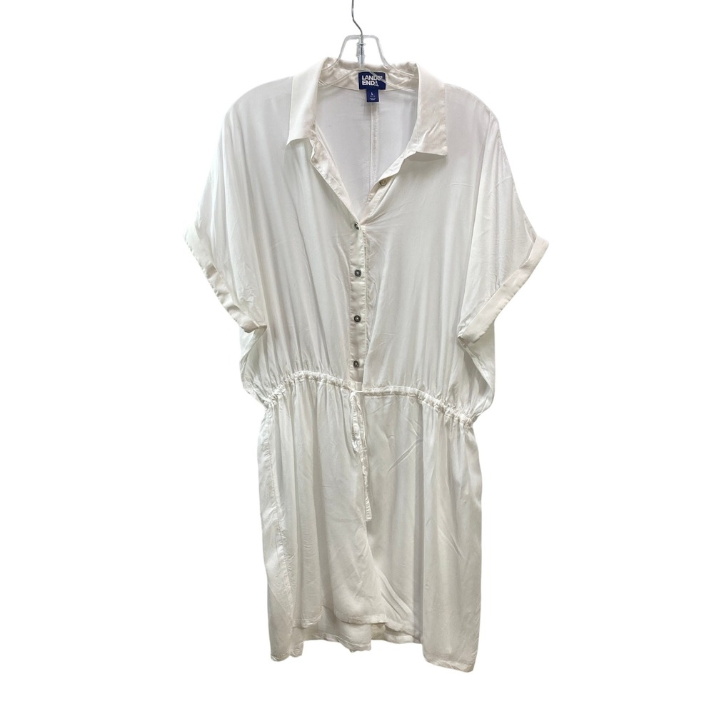Lands End Women's White Button Jumper‎ Shorts Size L 14-16